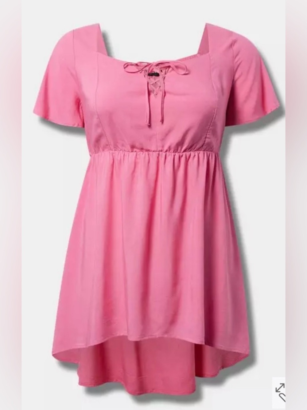 Torrid Pink BabyDoll Top High Low Hem Lace Up Front NWT Sz 2X